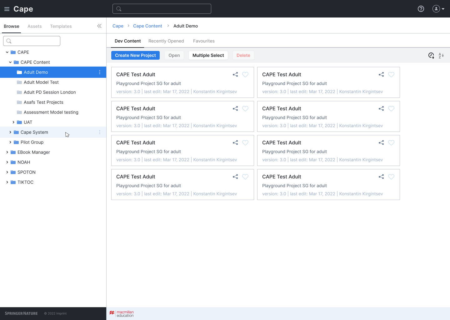 CAPE dashboard